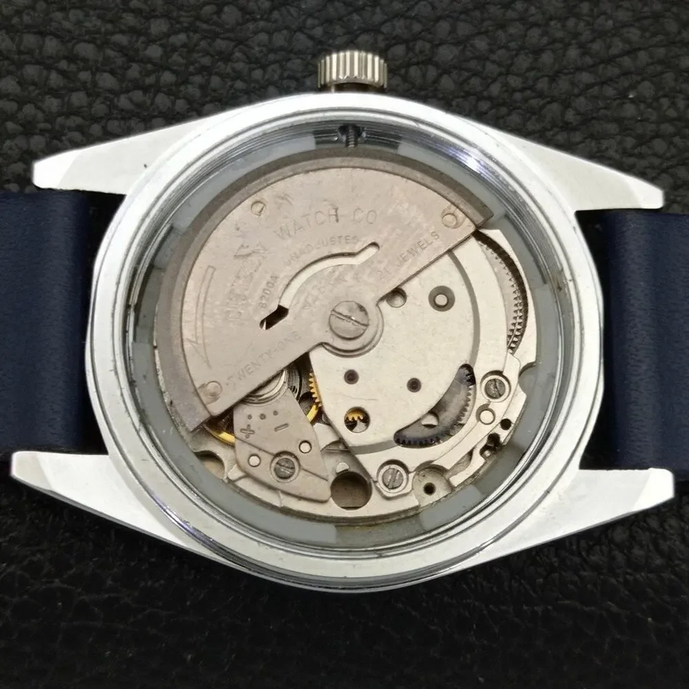 Vintage 1970 Citizen Automatic Mens Silver Watch W/daydate & Blue accents